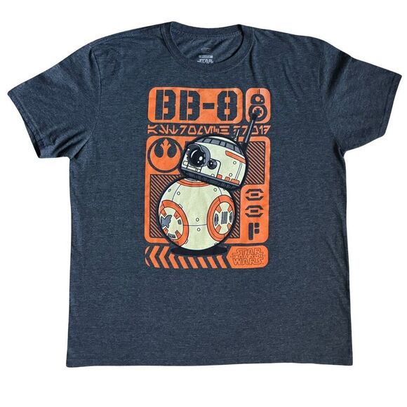 Star Wars Mens Pop Tees Shirt The Force Awakens BB-8 Size XL Heather Gray Orange - Picture 1 of 9